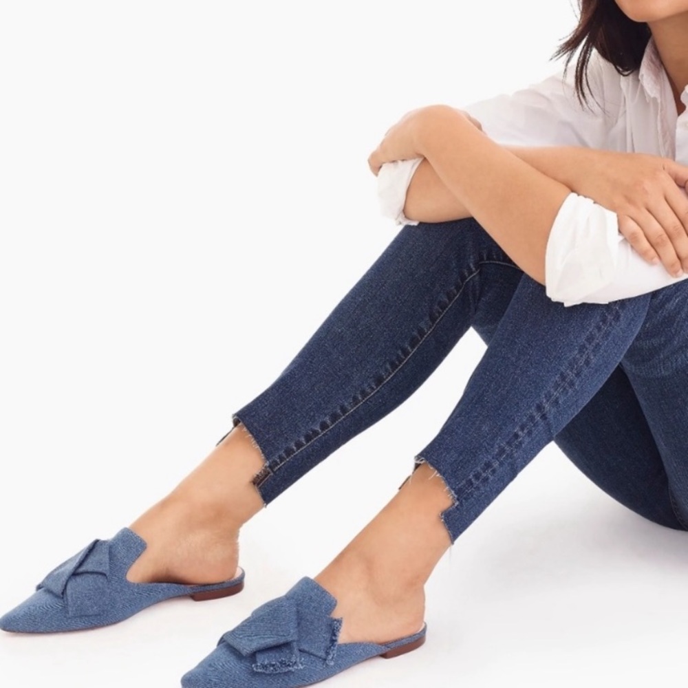 NEW J. Crew Denim Pointed Toe Flats Slides 7